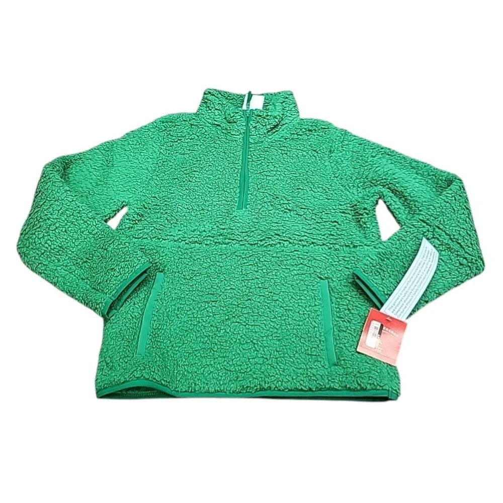Unisex Boys Girls Pajama Pullover Sherpa Sweatshirt Sweater Large 10/12 Green